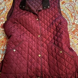 Lands End Quilted Vest - Burgundy